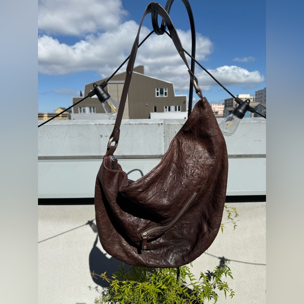 Vin Baker Crinkle Brown Leather Sling